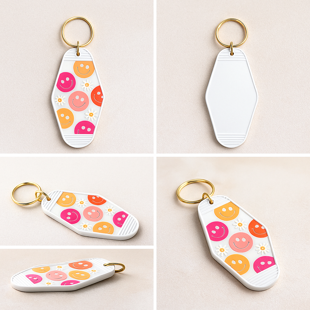 Customizable Groovy Motel Keychain