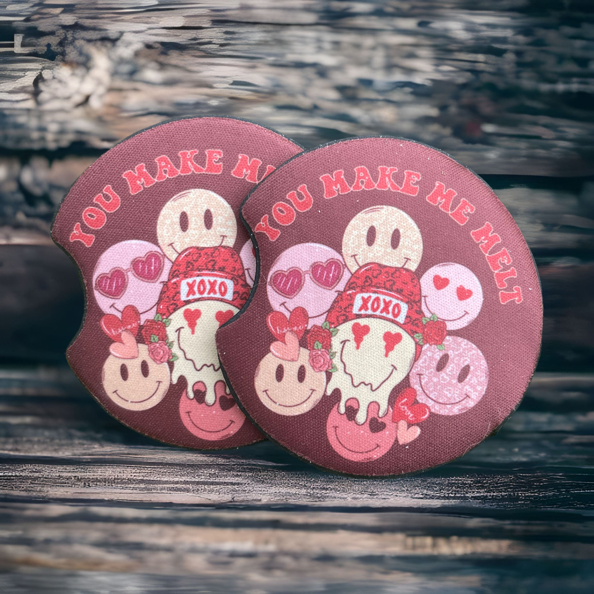 You Make Me Melt Valentine Car Coaster Set