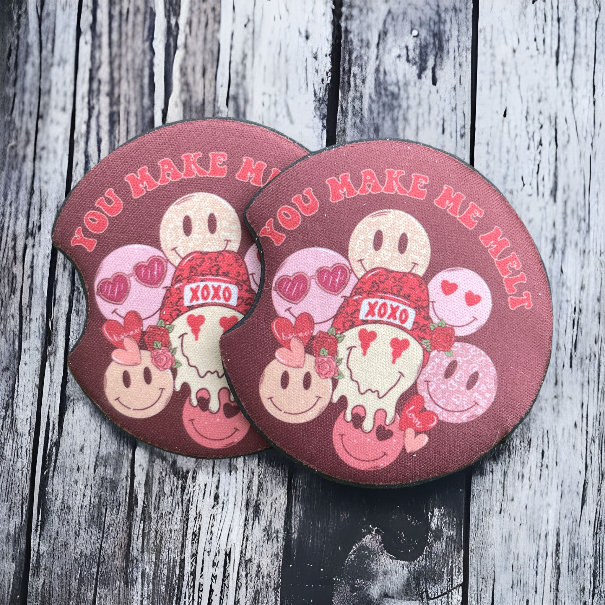 You Make Me Melt Valentine Car Coaster Set