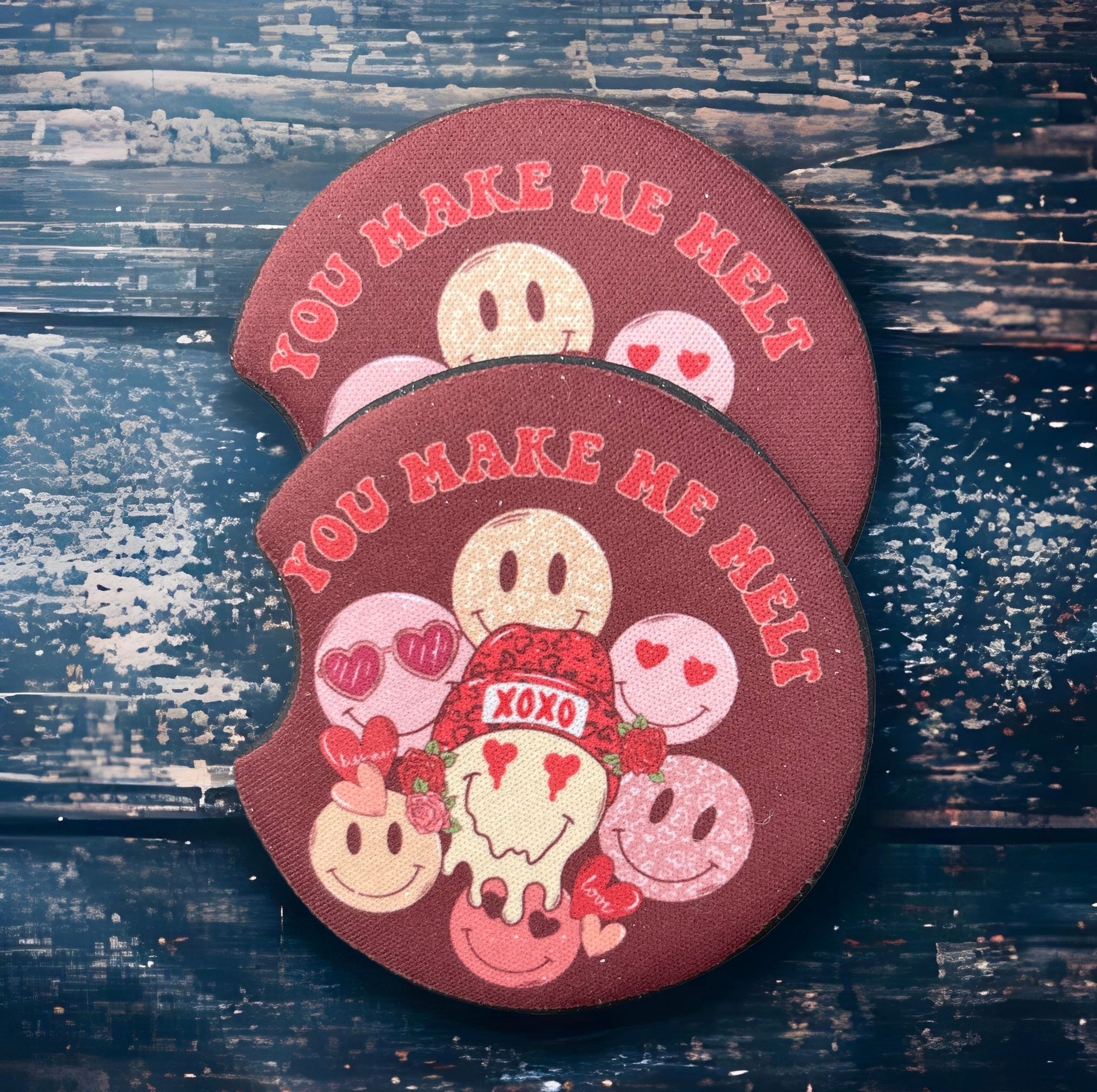 You Make Me Melt Valentine Car Coaster Set