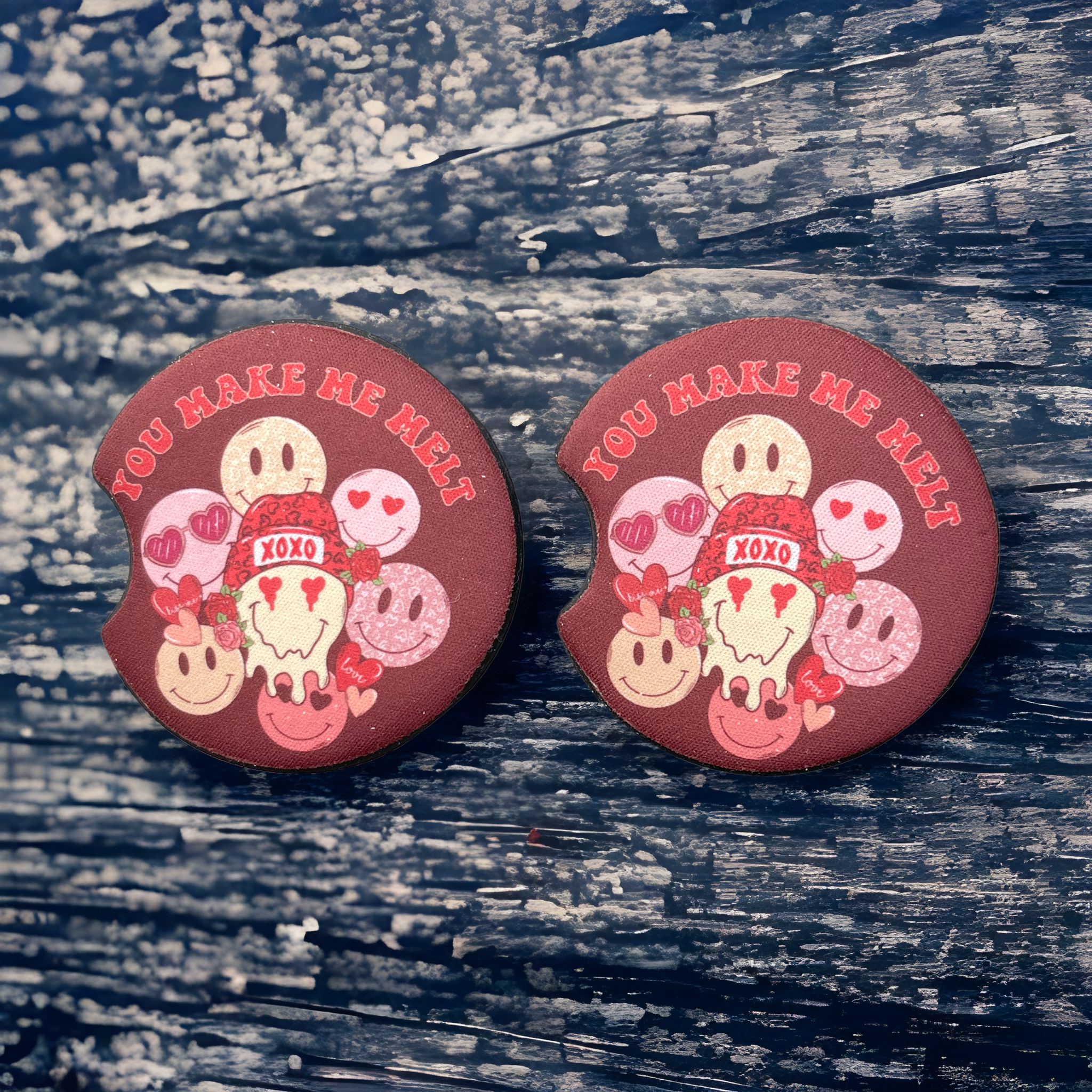 You Make Me Melt Valentine Car Coaster Set