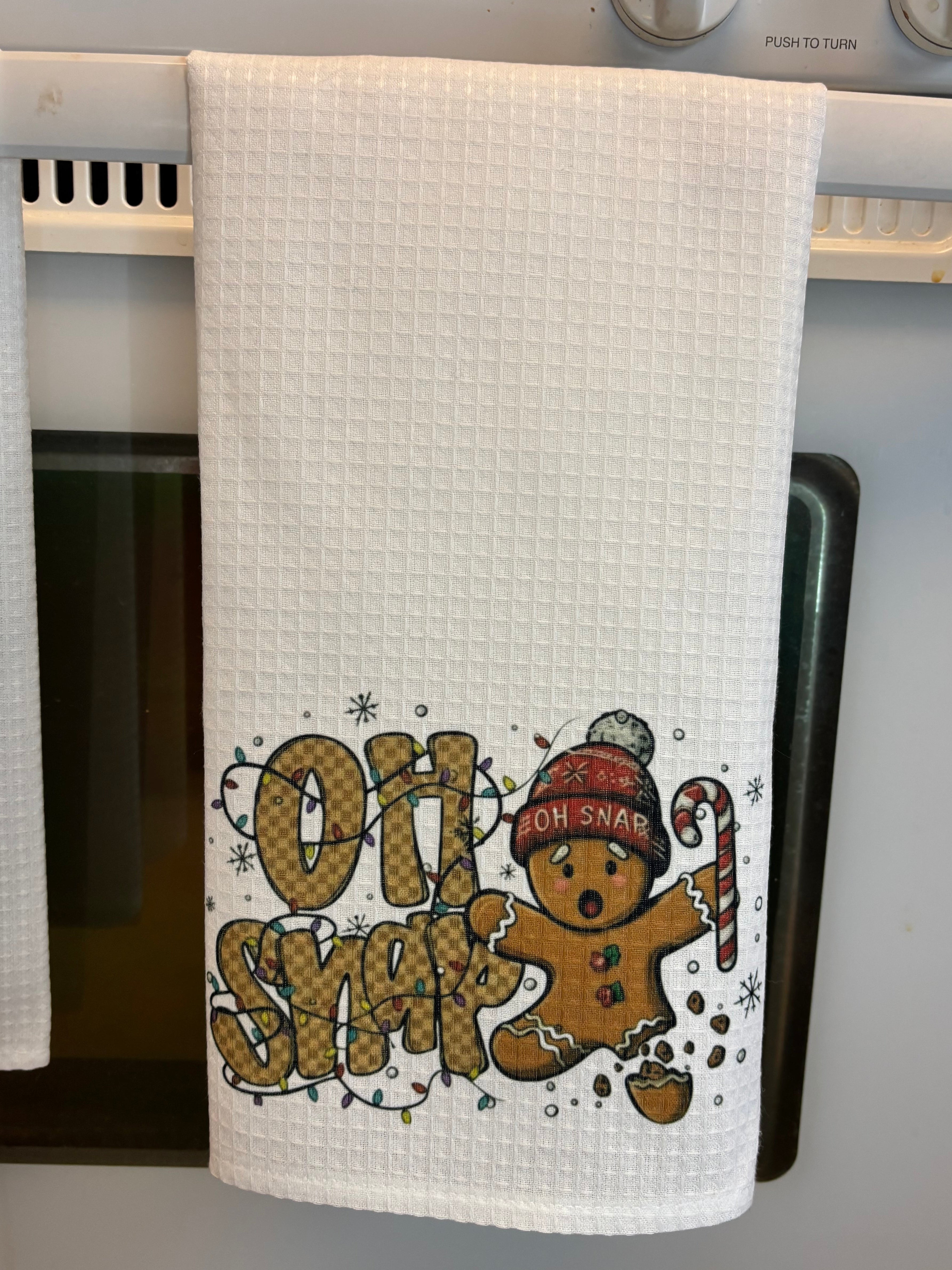 Oh Snap Funny Gingerbread Man Christmas Tea Towel
