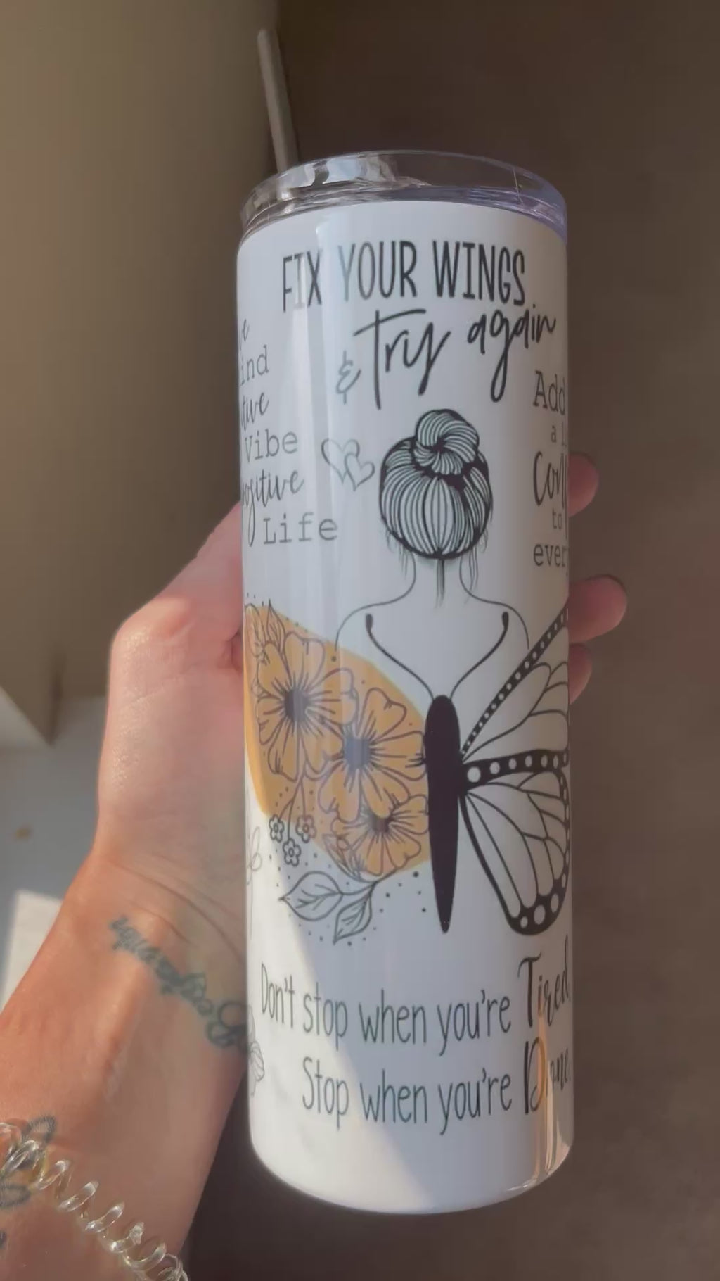 Daily Affirmations 20oz Hand Crafted Tumbler